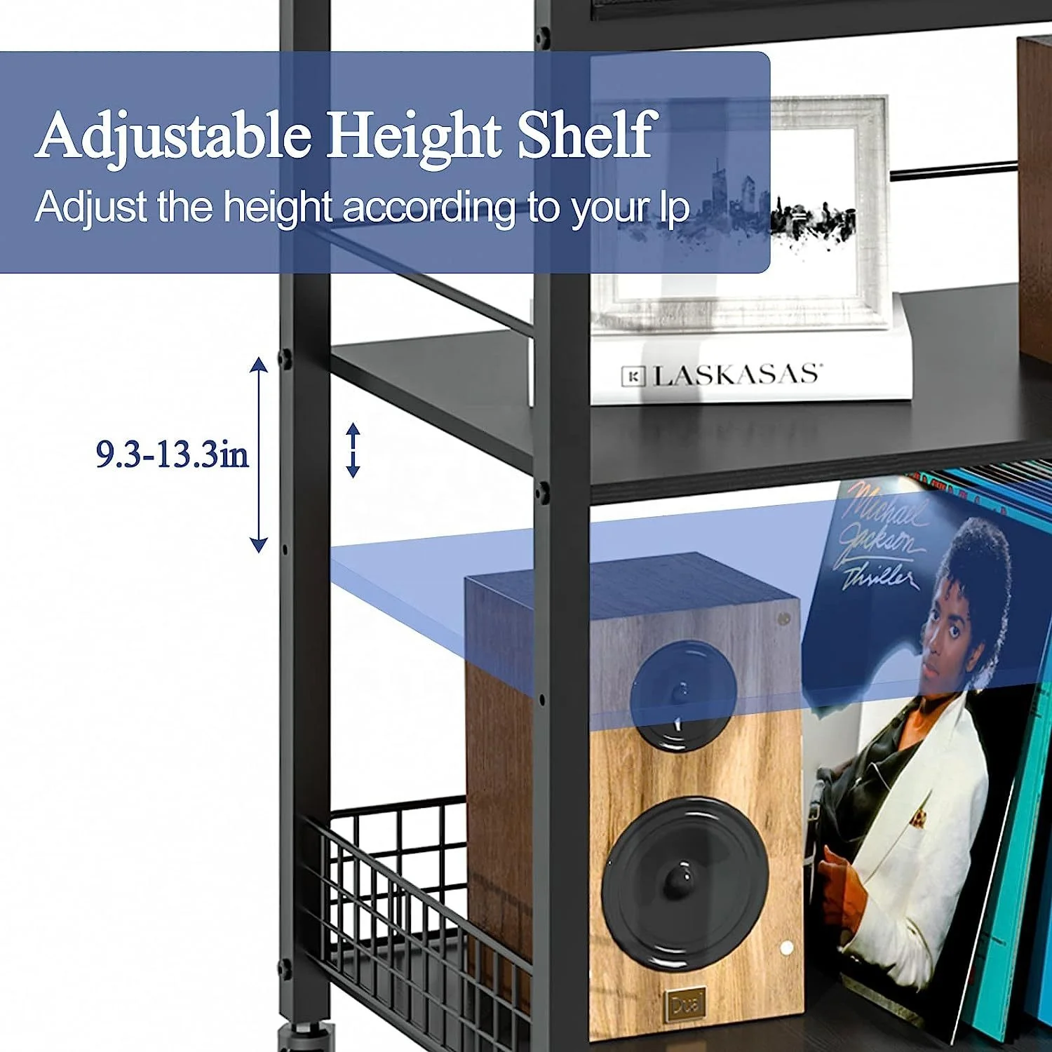 OEM Vinyl Record Storage 3 Tier Retro Furniture Powder-Coated Carbon Steel Record Player Stand