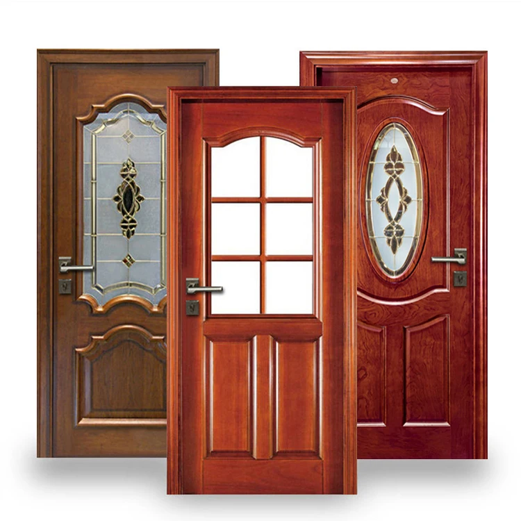 Interior room half glass hdf wooden doors custom made modern indoor decorative frosted glass mdf wood single door