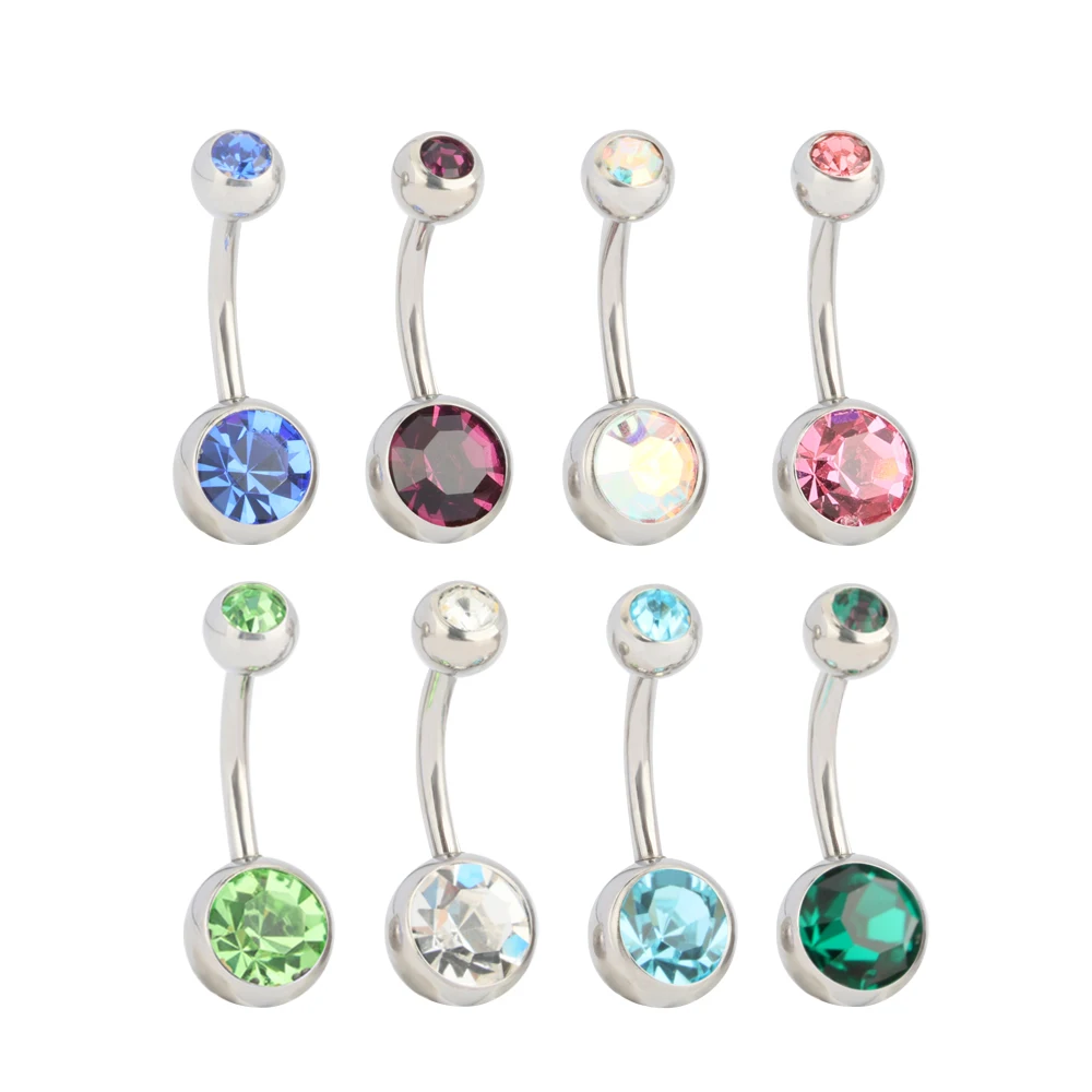 GZN Belly Button Ring Collection G23 Titanium 14G Internal&External Thread Body Jewelry Piercing Navel Ring Wholesale