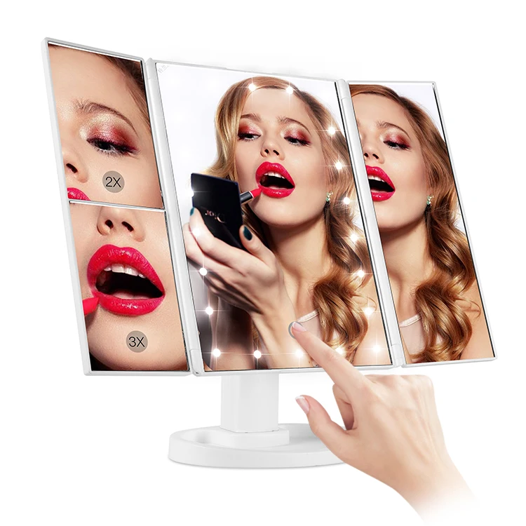 Tri fold table makeup mirror light up makeup vanity mirror with lights magnifying mirror