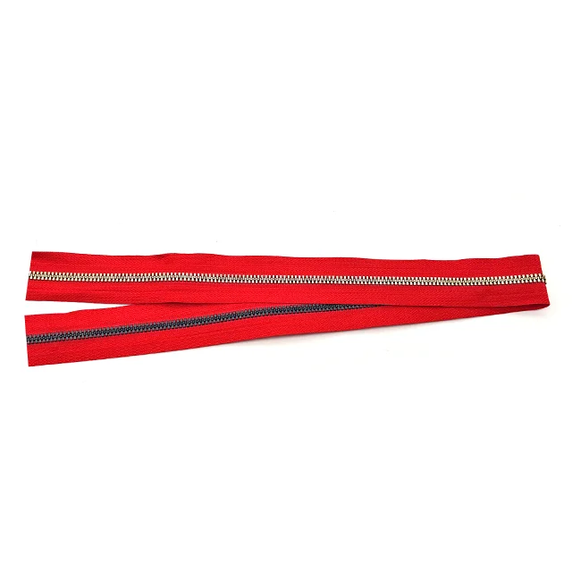Factory Wholesale 3# 5# 8# Open End Zipper Metallization Film Zipper Chain Paste Gold Silver Film Metal Plastic Resin Zipper