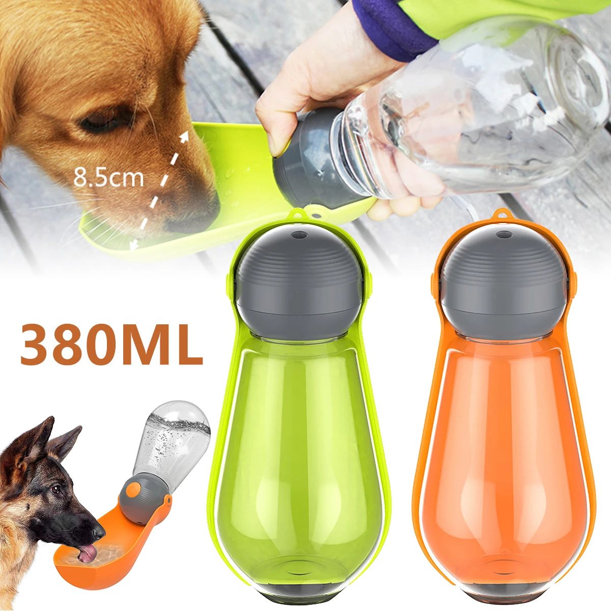 Anthrive Leak Proof Portable 380ml Foldable Travel Outdoor Walking Pet Drink Dispenser Cat Dog Water Bottle For Hiking