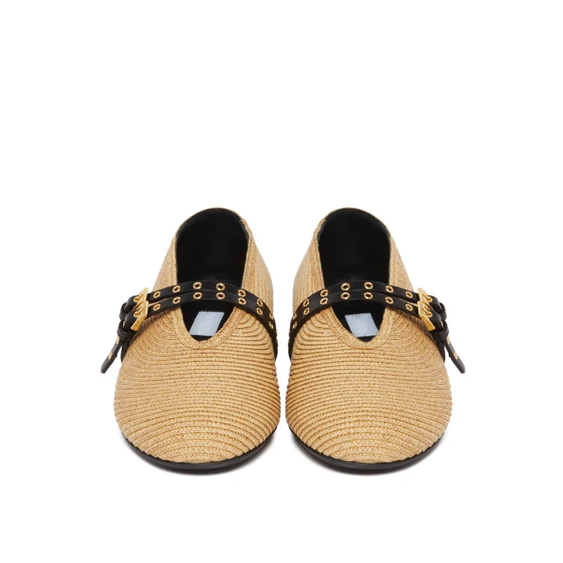 Custom Woven Ladies Sandals Woven Flat Shoes for Women and Girls Breathable Mesh Ballet Flats for Summer and Winter