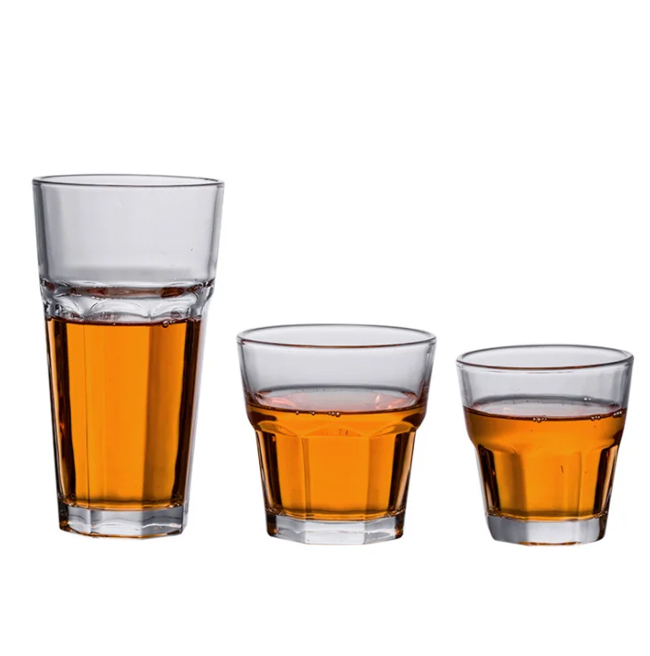 Toughened glass cup octagonal  beer  liquor  whisky cup thickened bar KTV foreign wine cup
