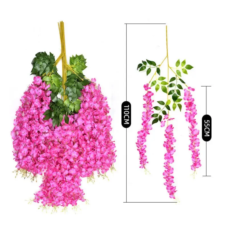 INUNION Factory Wholesale Wedding Decor Silk Vines Garland Artificial Wisteria Flower,Wisteria Hanging Flowers