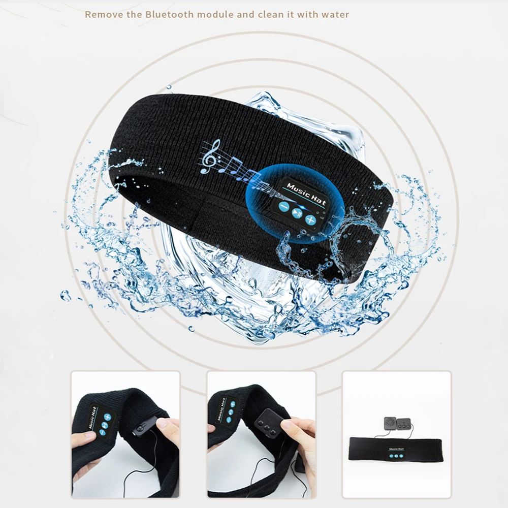 Wholesale Unisex Black Grey White Wireless Music Bluetooth 5.0 Sleeping Headphones Sports Headband Thin