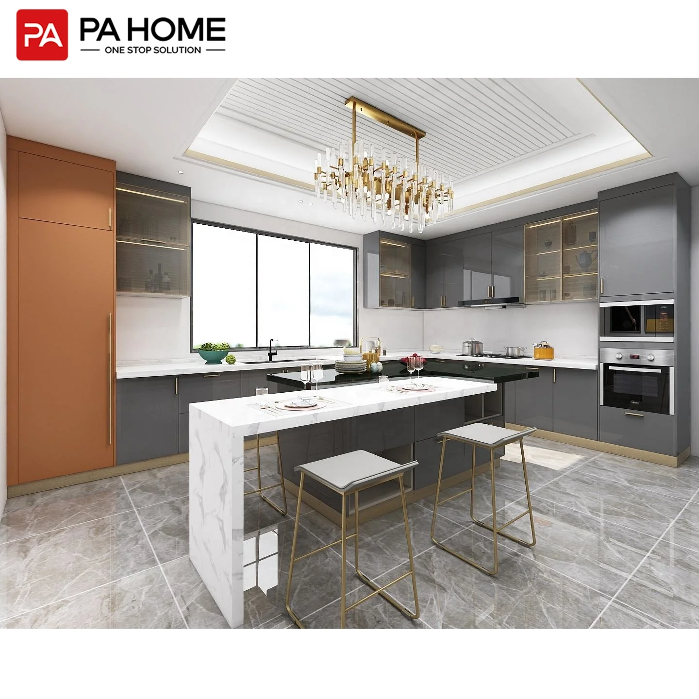 PA modern design ready to assemble frameless lacquer kitchen cabinet