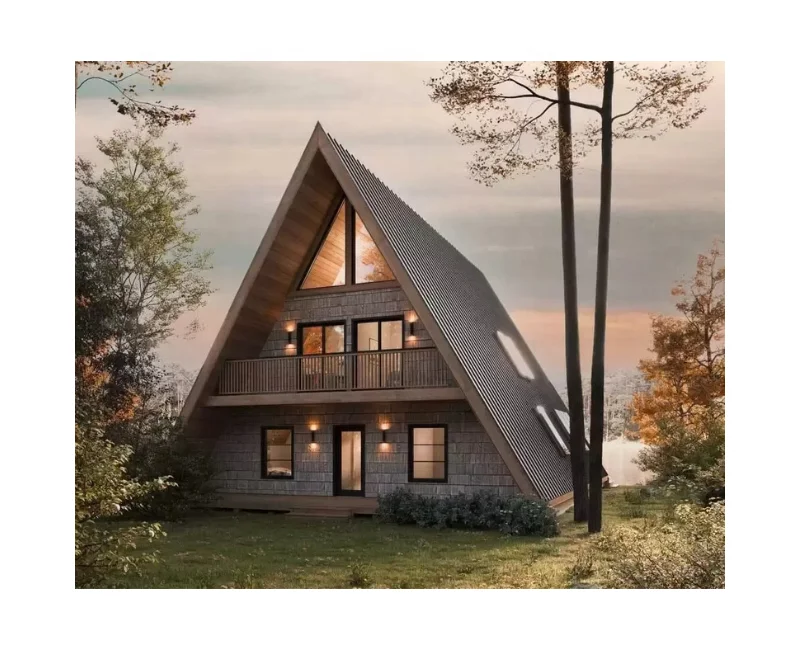 Modern 20ft and 40ft Prefabricated Steel Sandwich Panel Container Wild Nature Setting Forest Type Triangle House