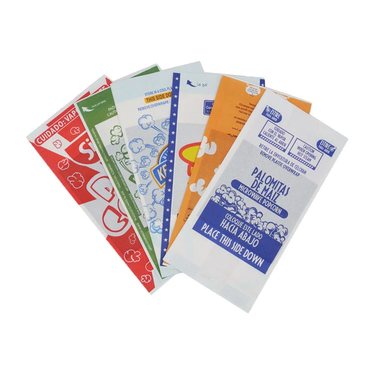 Custom printed food grade greaseproof paper bags for microwave popcorn packaging