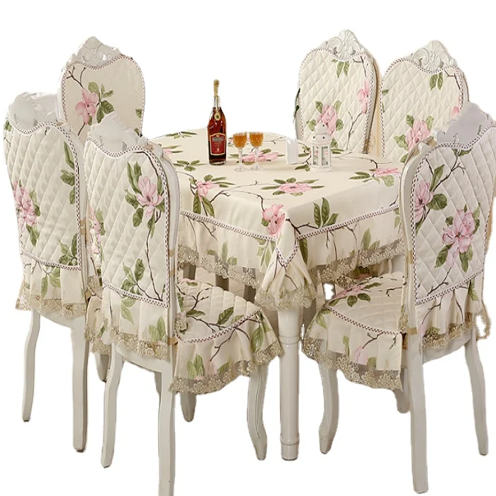 Набор скатертей и подушек, скатерть для обеденного стула, украшение для дома, скатерть для стола в европейском стиле, свадебная кружевная Праздничная Цветочная скатерть