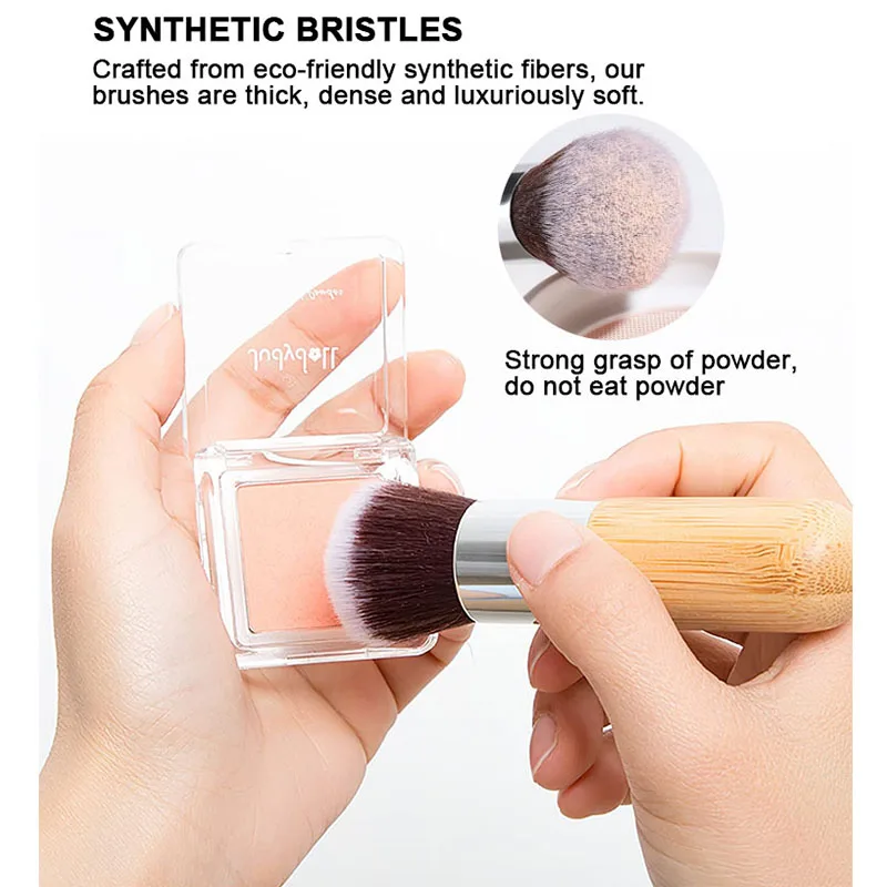 Factory High Quality Synthetic Bristles Makeup Brush Set 11 PCS Natural Bamboos Handle Vegan Cruelty Free Beauty Tool Brushes