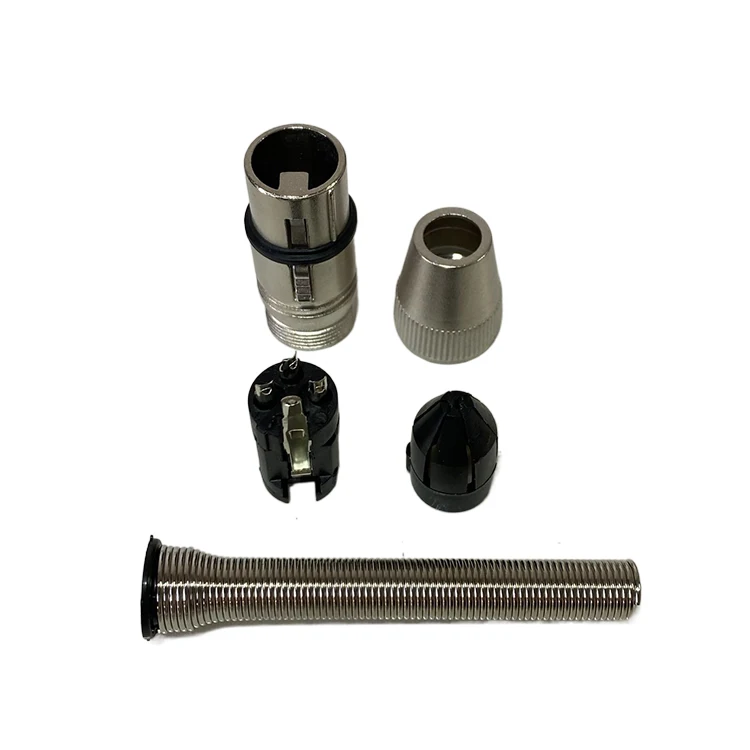 Xlr Male Female Jack 3pin Full Metal Console Audio Signal Cable Wire Connector Long Spring