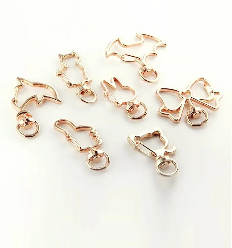 Wholesale Different Shape spring Keychain Custom Lobster Clasp Keychain Metal Snap Hook Clip Swivel key chains Accessory Keyring