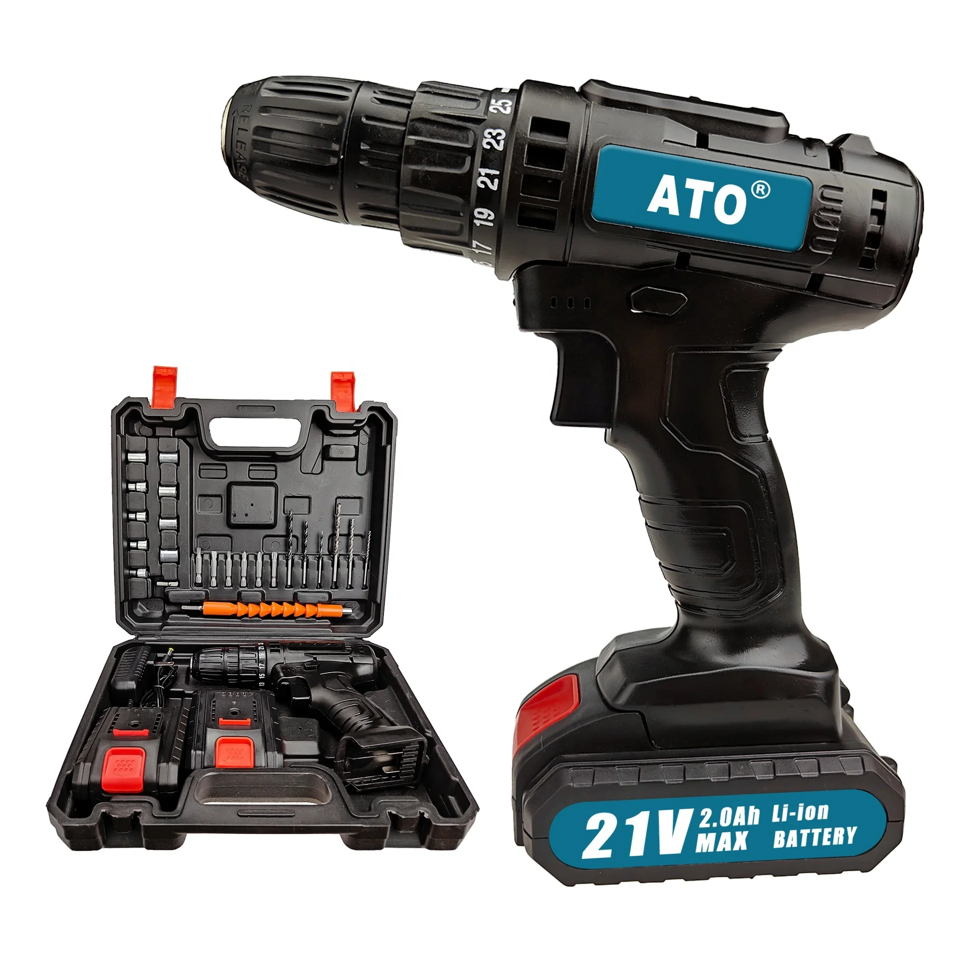 ATO A1013 Cordless Drill Power Tools Set Rechargeable Lithium Battery Cordless Driver Drill Electric 21V Drill Sets Cordless