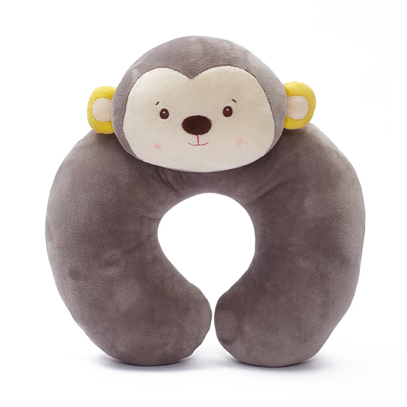 U shape custom plush stuffed animal neck pillow monkey animal pillow