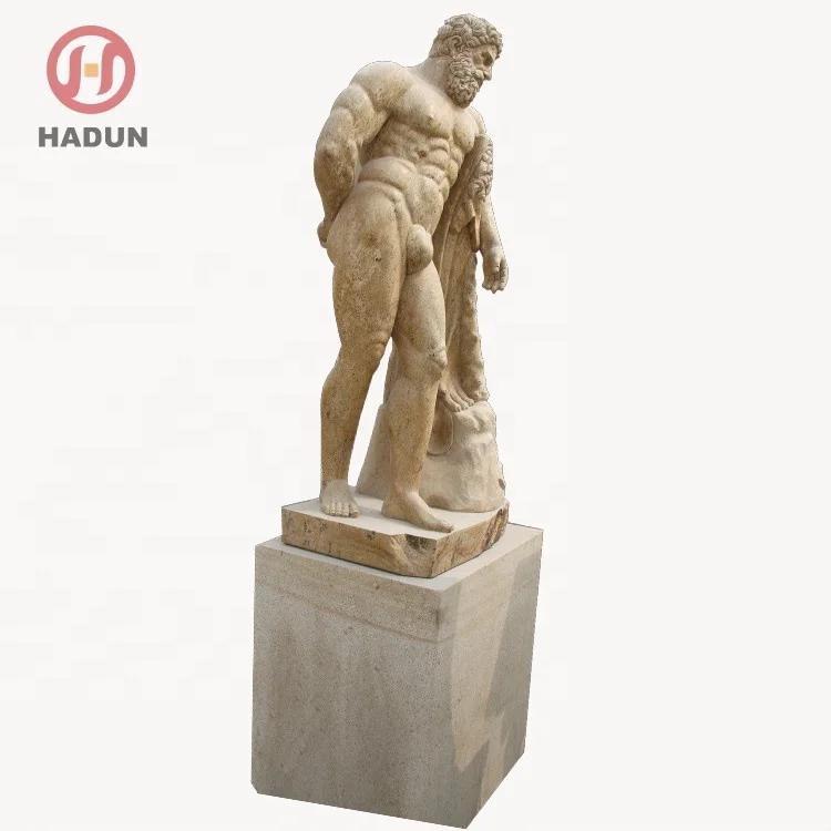 Famous Greek Stone Outdoor Naked Man Statue with Snake