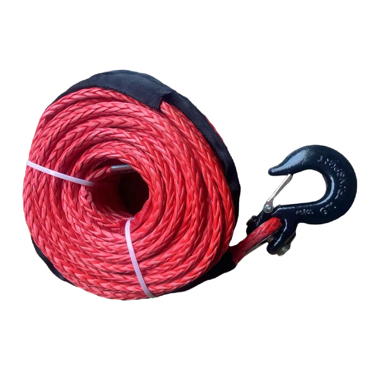 Heavy Duty Double Braided High Strength UHMWPE 10mmX30m Winch Towing Rope with Hook, Thimble and Protective Sleeve