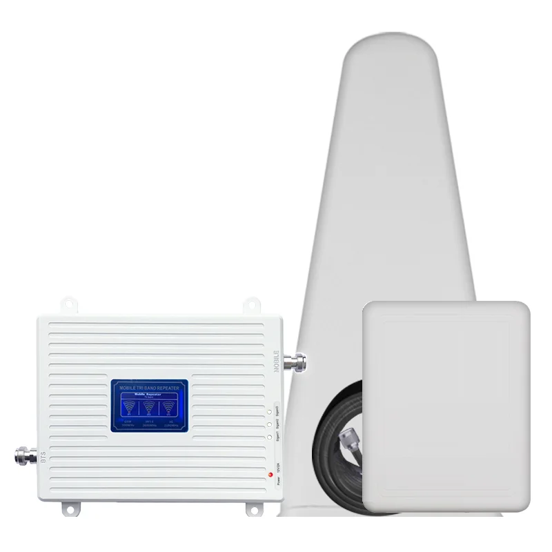 Europe 5 days Delivery HWATEL 4G Signal Booster 3-band 900 1800 2100MHz 4G Amplifier Repeater LOG Panel Antenna Fullkit