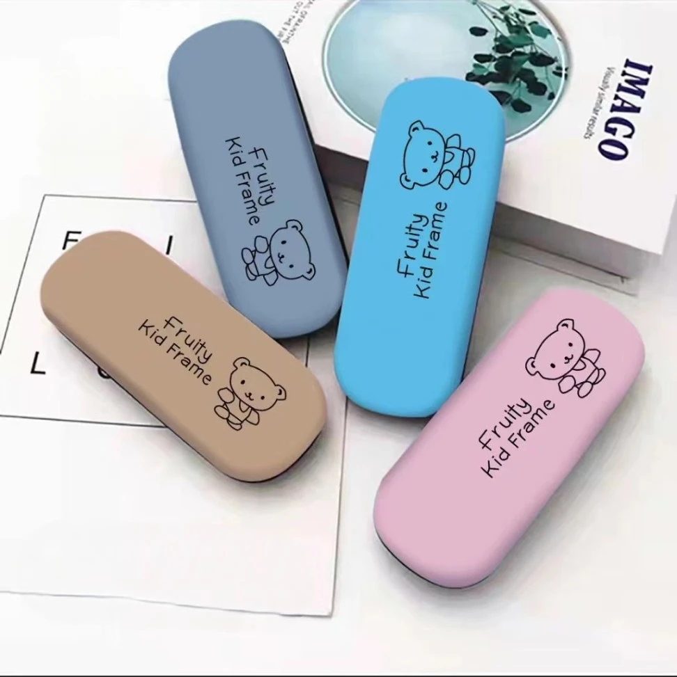 New Cartoon Kids Sunglasses Hard Case Leather Eye Glasses Box Optical Case for  Eyewear Specatacle Package Wholesale Custom Logo
