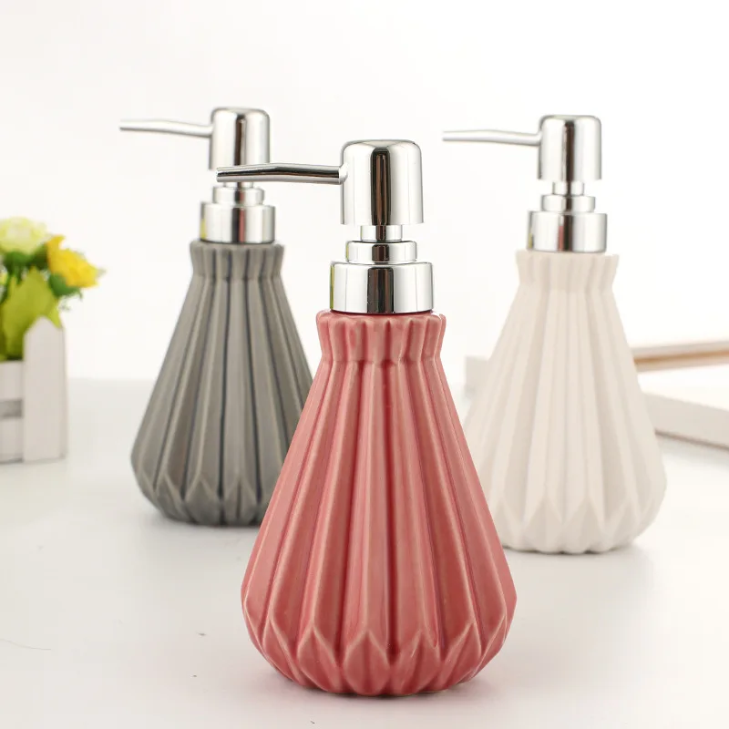 Nordic minimalism style 250ml Ceramic Prismatic surface soap dispenser bottle