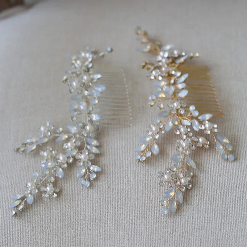 RE3809 opal rhinestone bridal hair comb Korea Japan wedding hair jewelry  retro wedding side hair comb