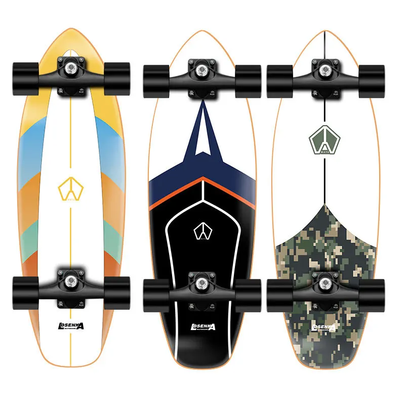 
Land Surfboard Professional Skateboard Cruise Board Ski Simulator Surf Training Color Pattern 7 Layers Maple Double Rocker 