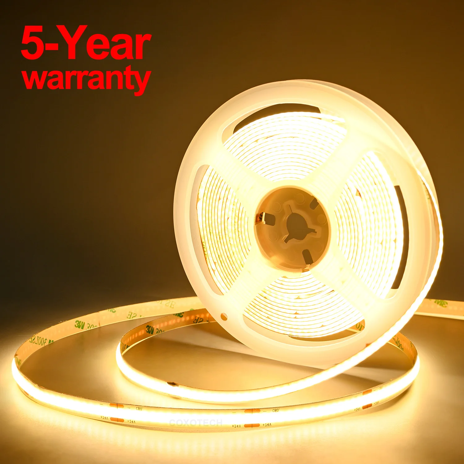 5-Year Warranty Cob Led Strip for Furniture Ceiling Commercial 24 Volt 10w 12v 3000k 6500k White 10m 5m Bendable Cob Led Strip