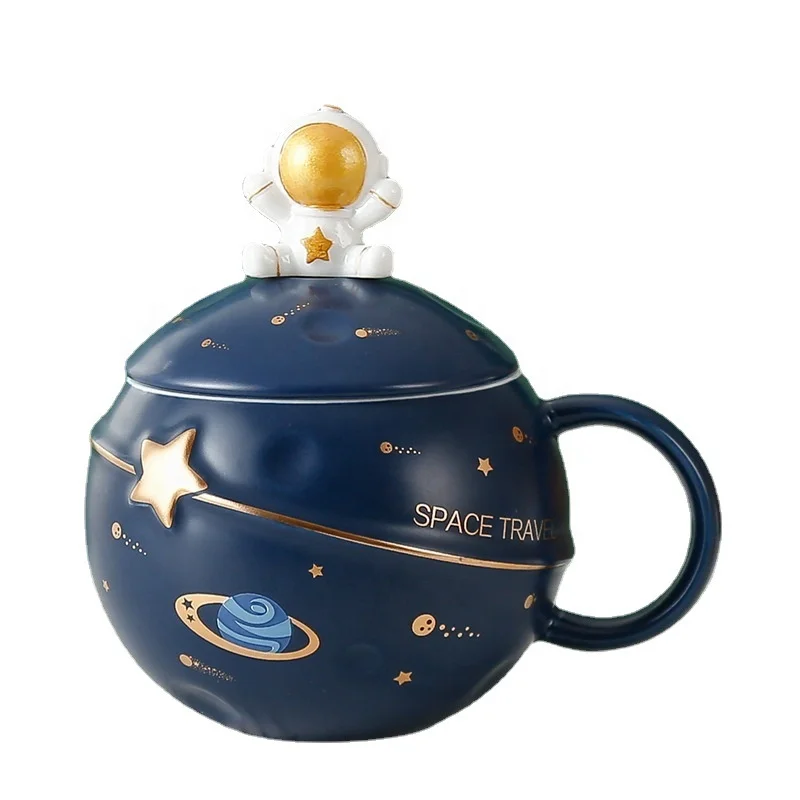 Керамическая кофейная кружка с крышкой и подходящей ложкой новая 3D узором Хаски для чая молока шоколада сока милая чашка планеты