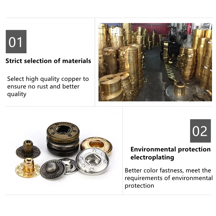 
OEKO-Tex 100 Customized Brass Sustainable snap Factory Direct Custom Nickel free Black Gold Brass Snap buttons for clothes 