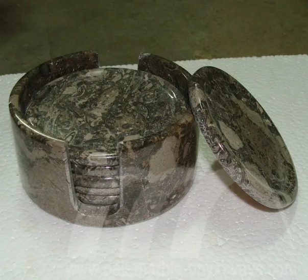 Polished hexagon shape black marquina marble coasters wholesale