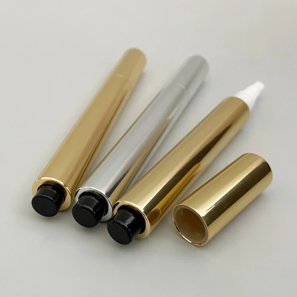 In stock 3ml Aluminum Cosmetic Empty Click Container Tubes Cuticle Nutrition Oil Click pen with Brush for Teeth Whitening