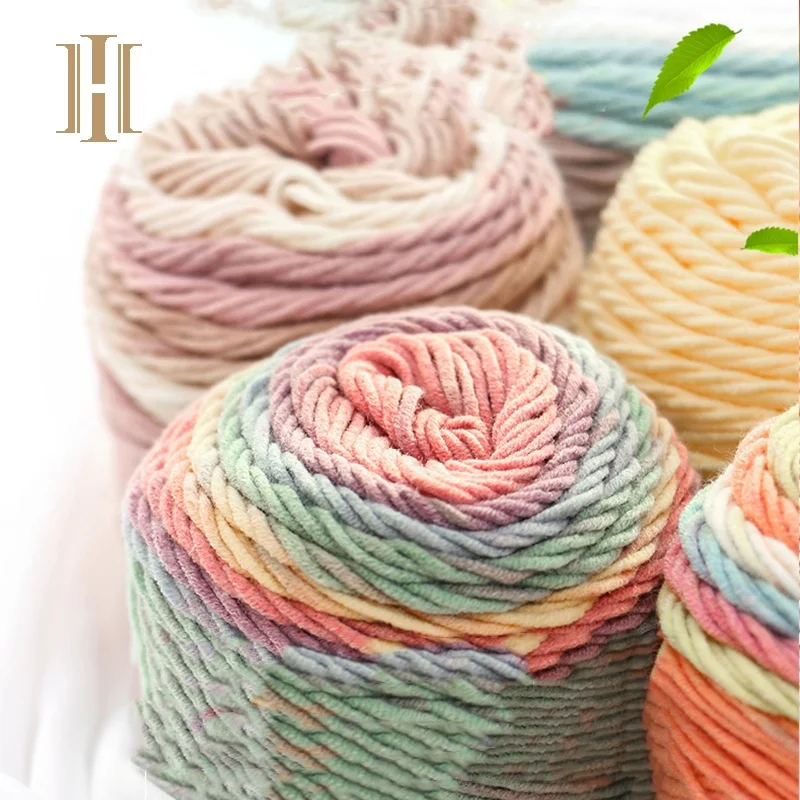 Hot sale rainbow 45% cotton and 55% acrylic blended Multicolor crochet cake yarn ball