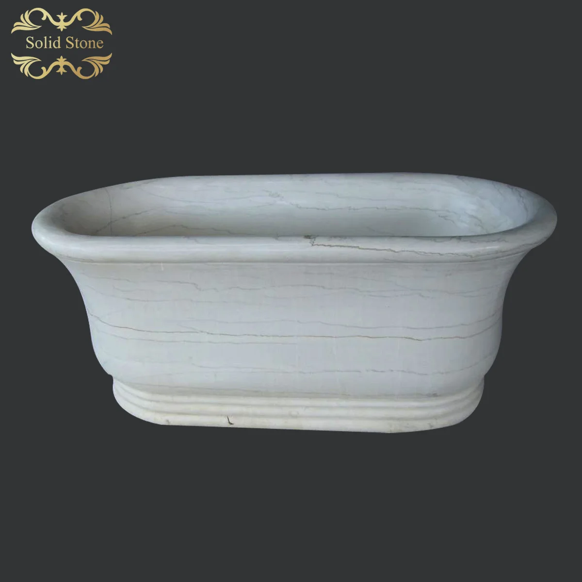 Classic design lion head decorative natural beige stone bathtub