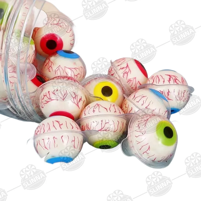 Wholesale Cheap Price 3D Eyeball Gummy Jelly Jam Soft Candy Fruit Sour sweet Flavored delicious  halal Packaged Bottles