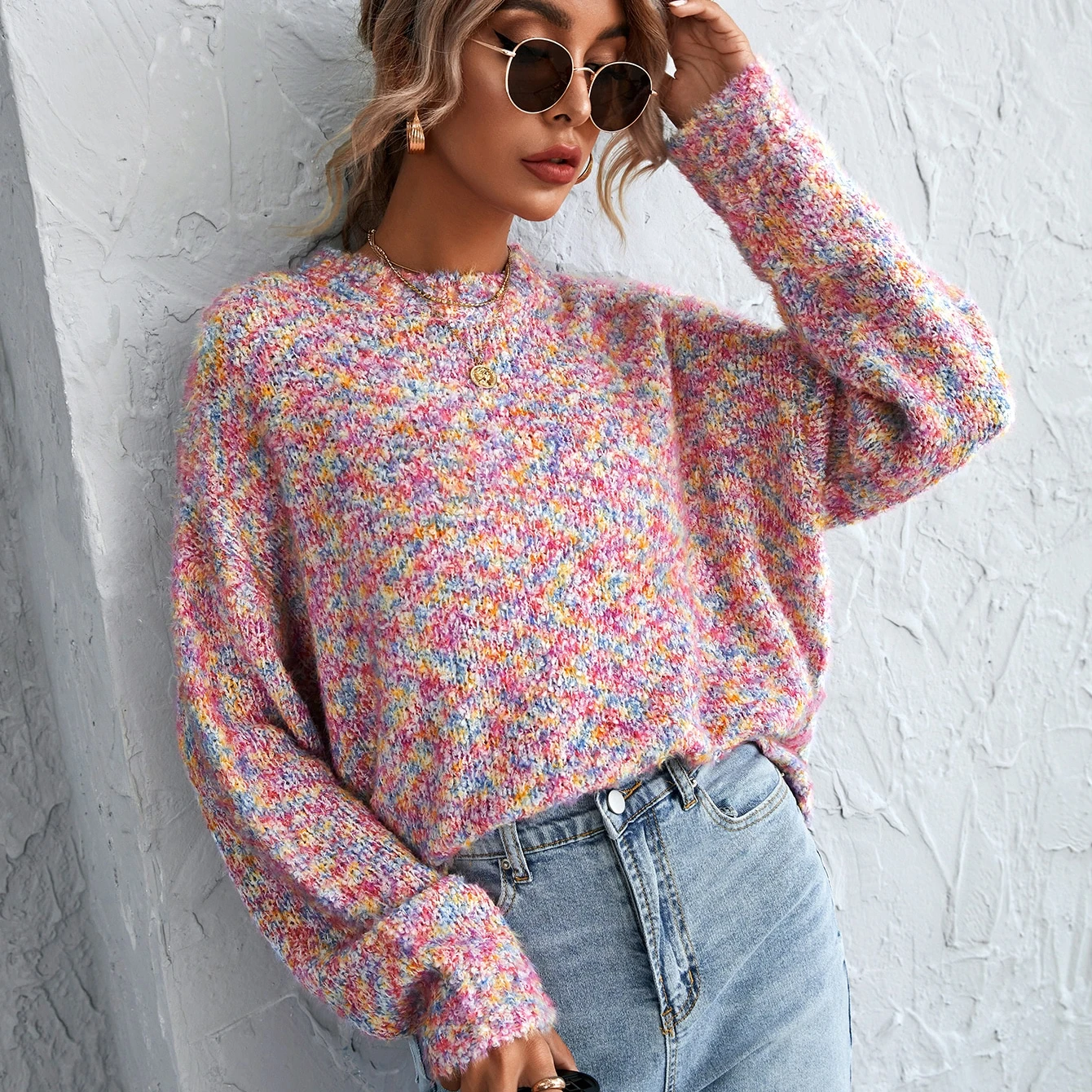 Производитель обеспечивает индивидуальный хлопок осень зима Женский вязаный пуловер Повседневный свитер оверсайз