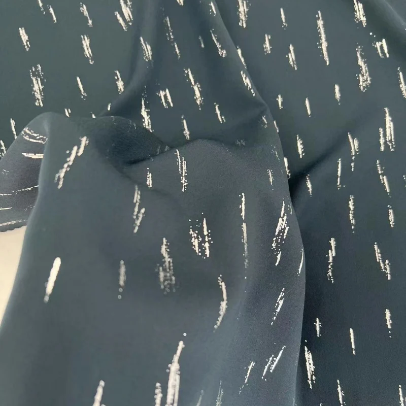 Elegant flowy shiny 100% polyester 75D chiffon fabric with glitter recycled fabric