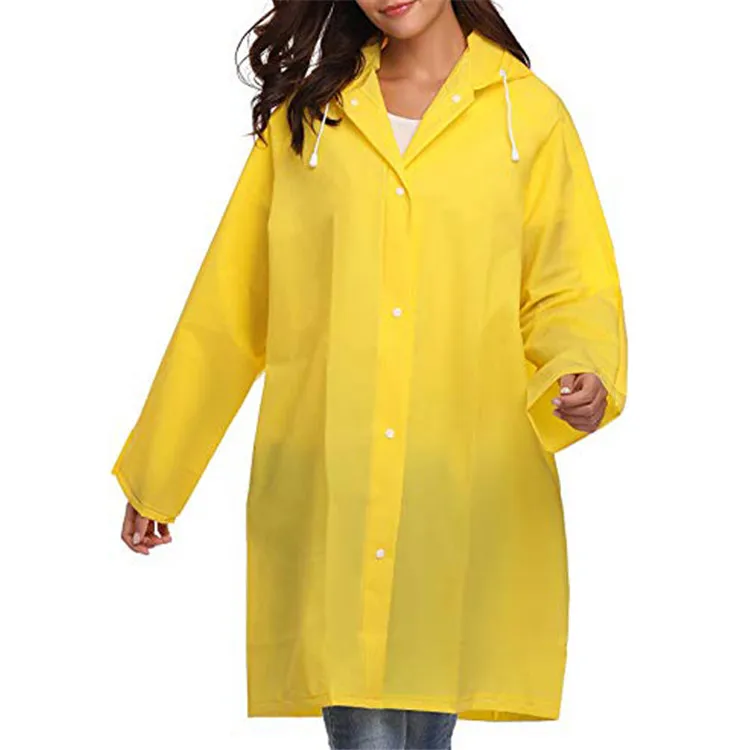 2021 Reusable Transparent Portable Long Woman Girl Lady Folding Stylish Rain Coat