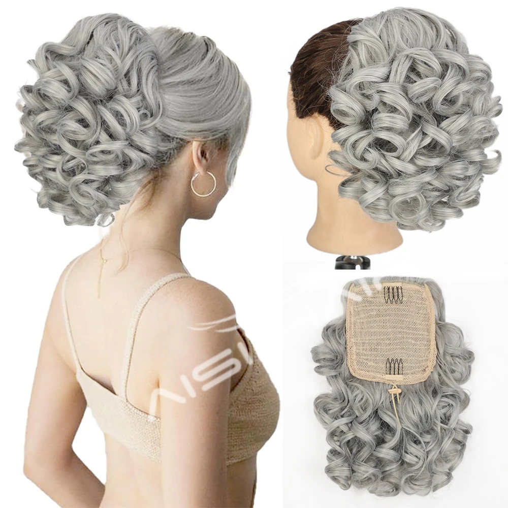 10 Inch Classic Loose Curly Wavy Drawstring Ponytail Synthetic Hair Extensions Hair Pieces for Women Natural Looking