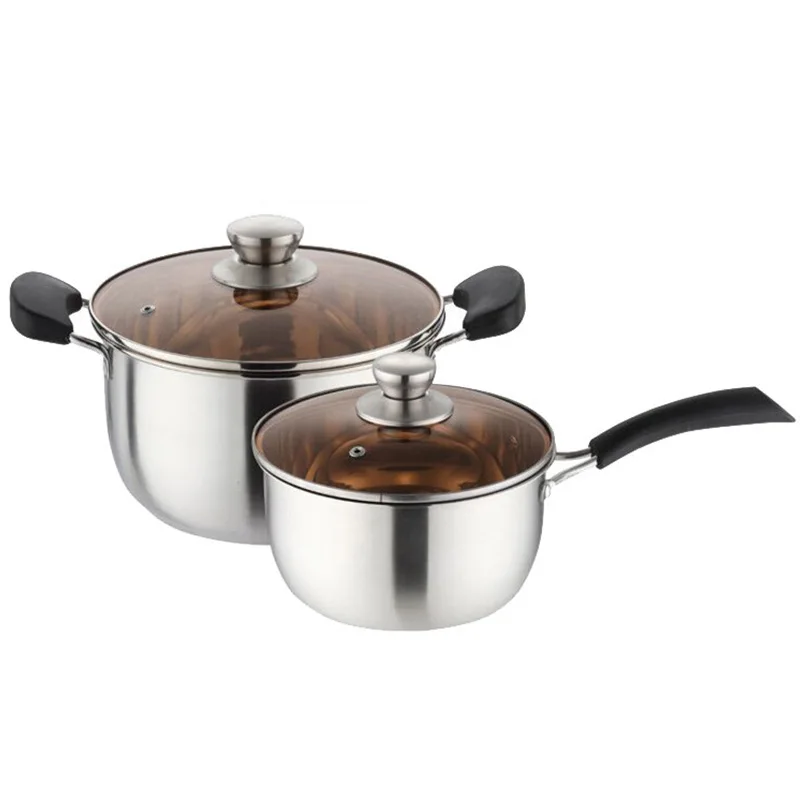
Thickened soup pot for porridge and noodles single-handle stainless steel soup pot for household soup pot with two ears 