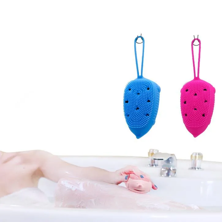 bathing with gel towel scrubber bath massage body silicone bath brush