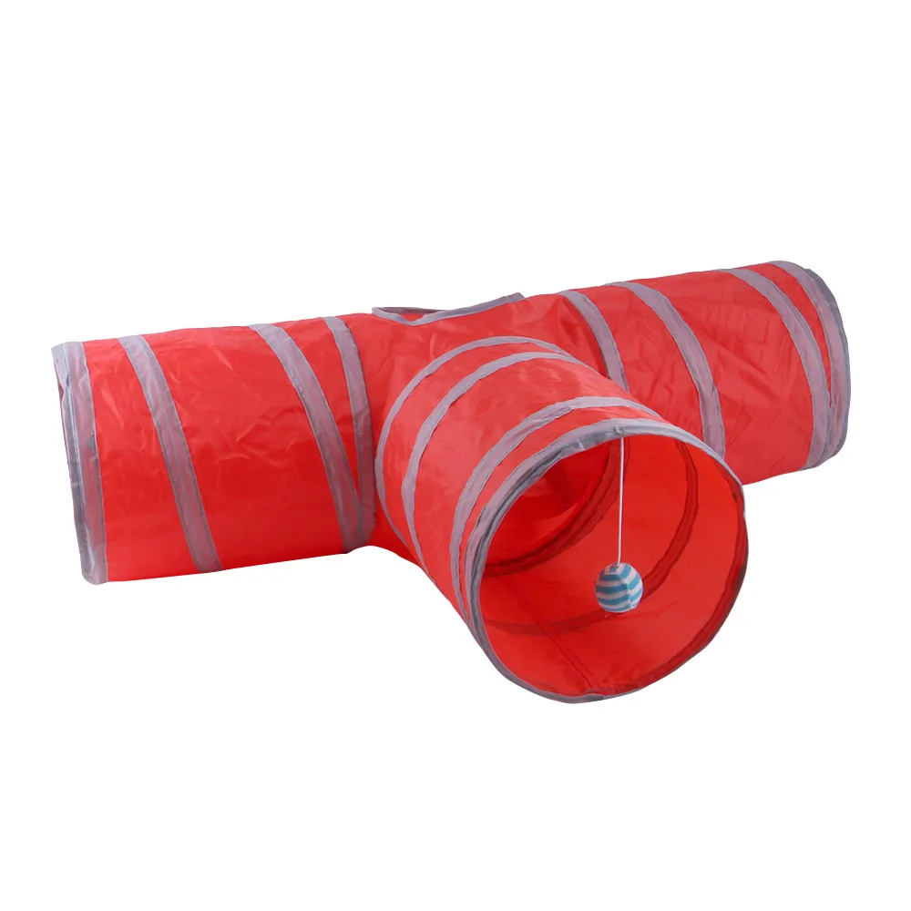 Best seller five-color sounding paper three-way tunnel toy Intelligent cat toy drill bucket foldable cat channel