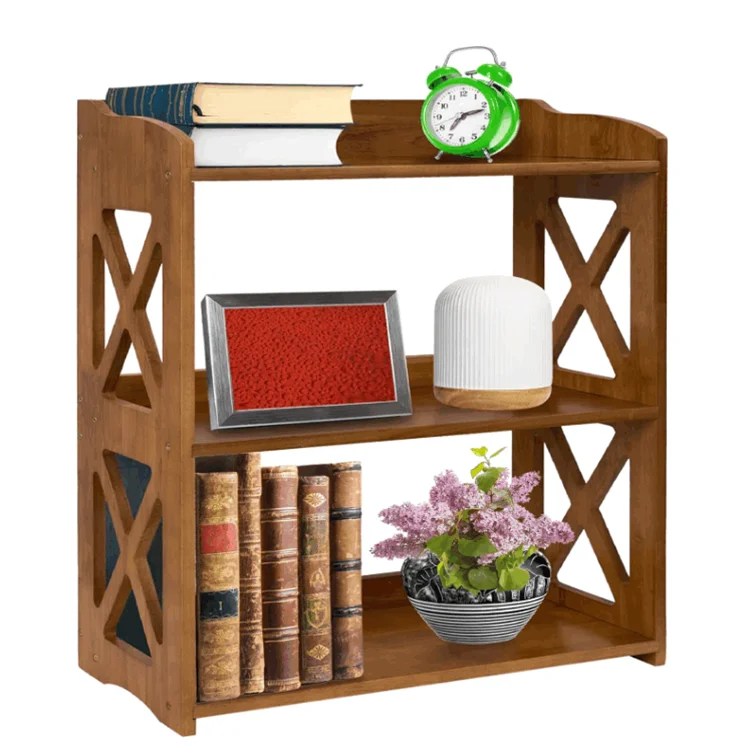 3 Tier Small Book Shelves Display Storage Shelves Natural Wooden Boocase Book Shelves