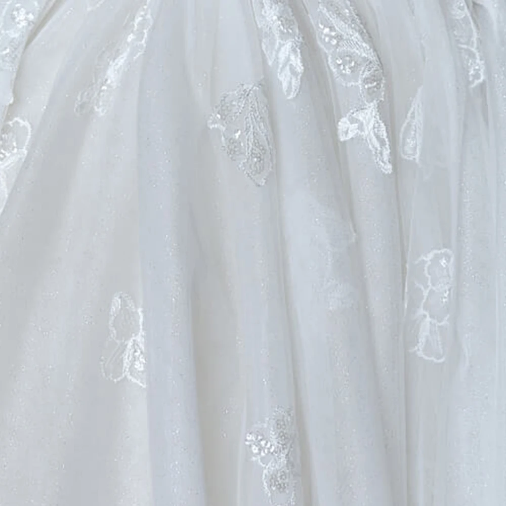 Custom Sequin Lace Plus Grid Gauze Delicate Soft French Lace Bridal Wedding Dress