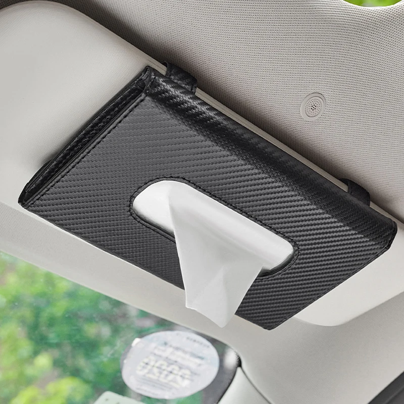 Advanced Sense Carbon Fiber Car Tissue Box Car Sunshade Seat Back Armrest Paper Box Interior Decoration Supplies