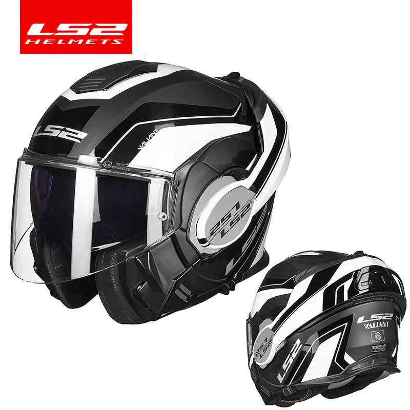 LS2 FF399 Valiant motorcycle Helmet Man Women Full Face Chrome Helmet Without Anti-Fog Fip Up capacete ls2