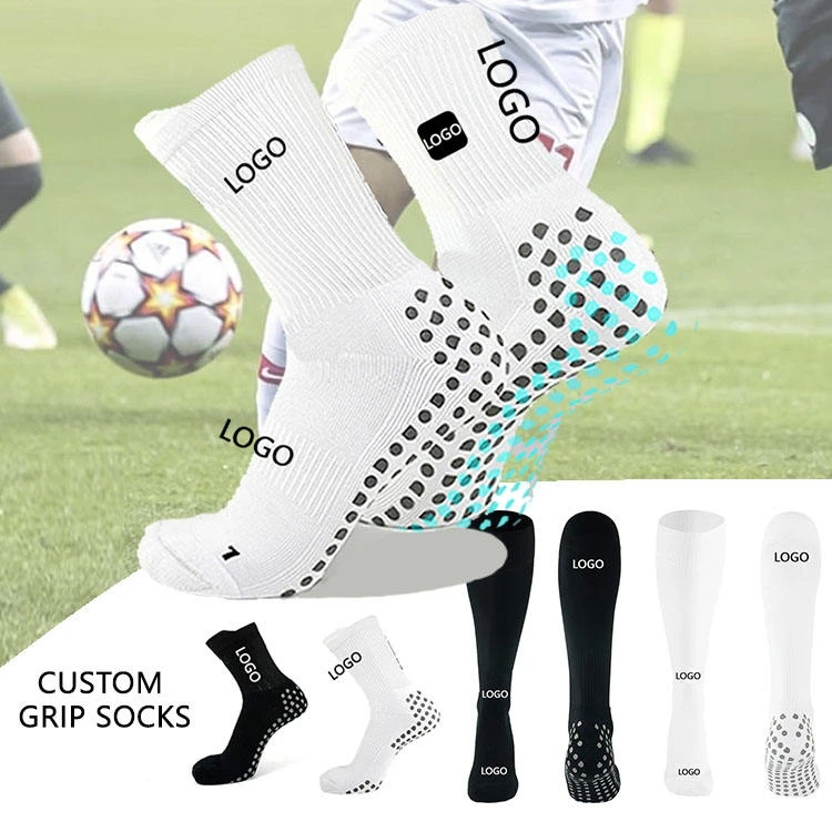 embroidery print custom socks compression running soccer socks sport anti slip football grip socks