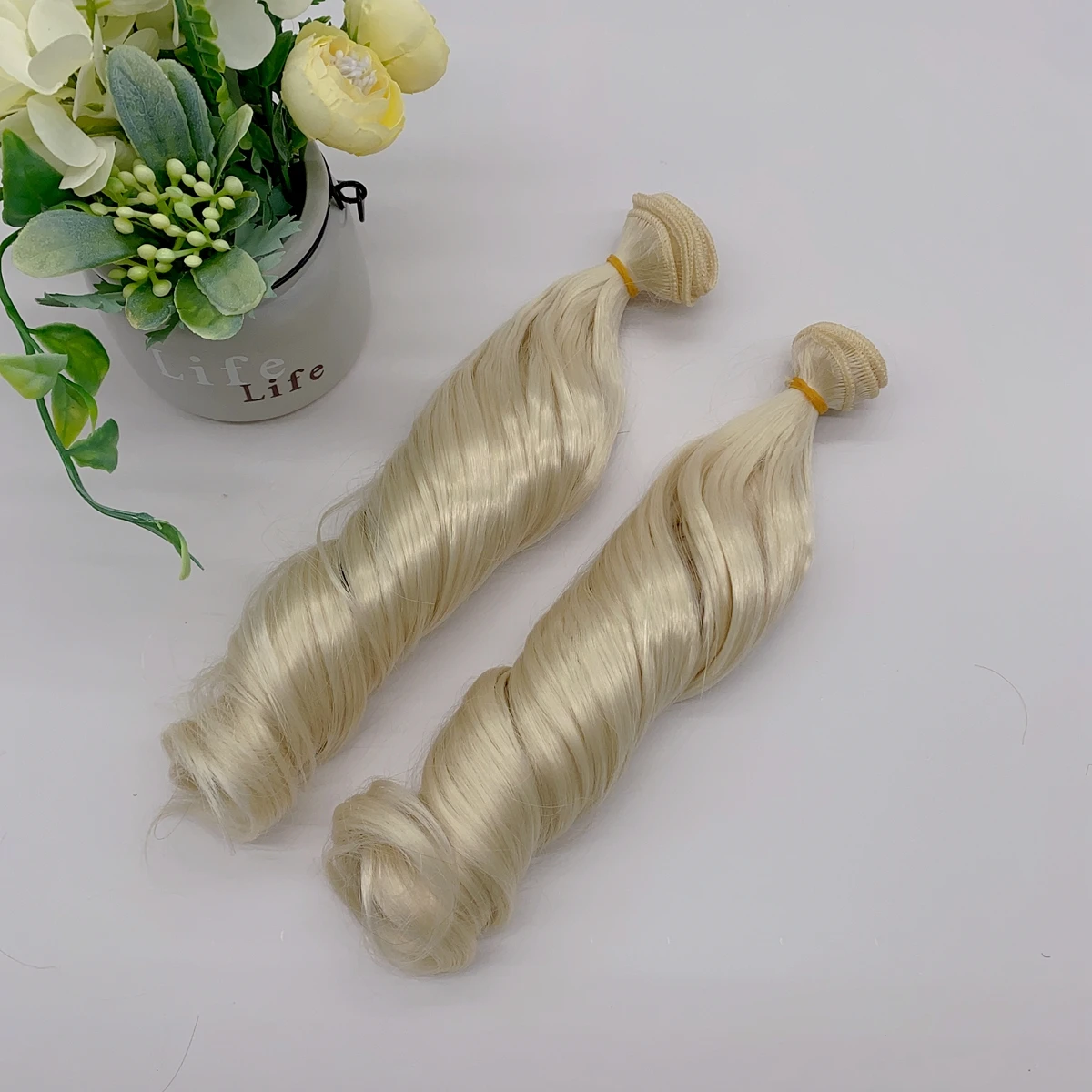 Soft Silky Fiber Silver Blue 30cm Roman Curly Doll Synthetic Hair Weft For DIY 1/3 Doll Hair Wig