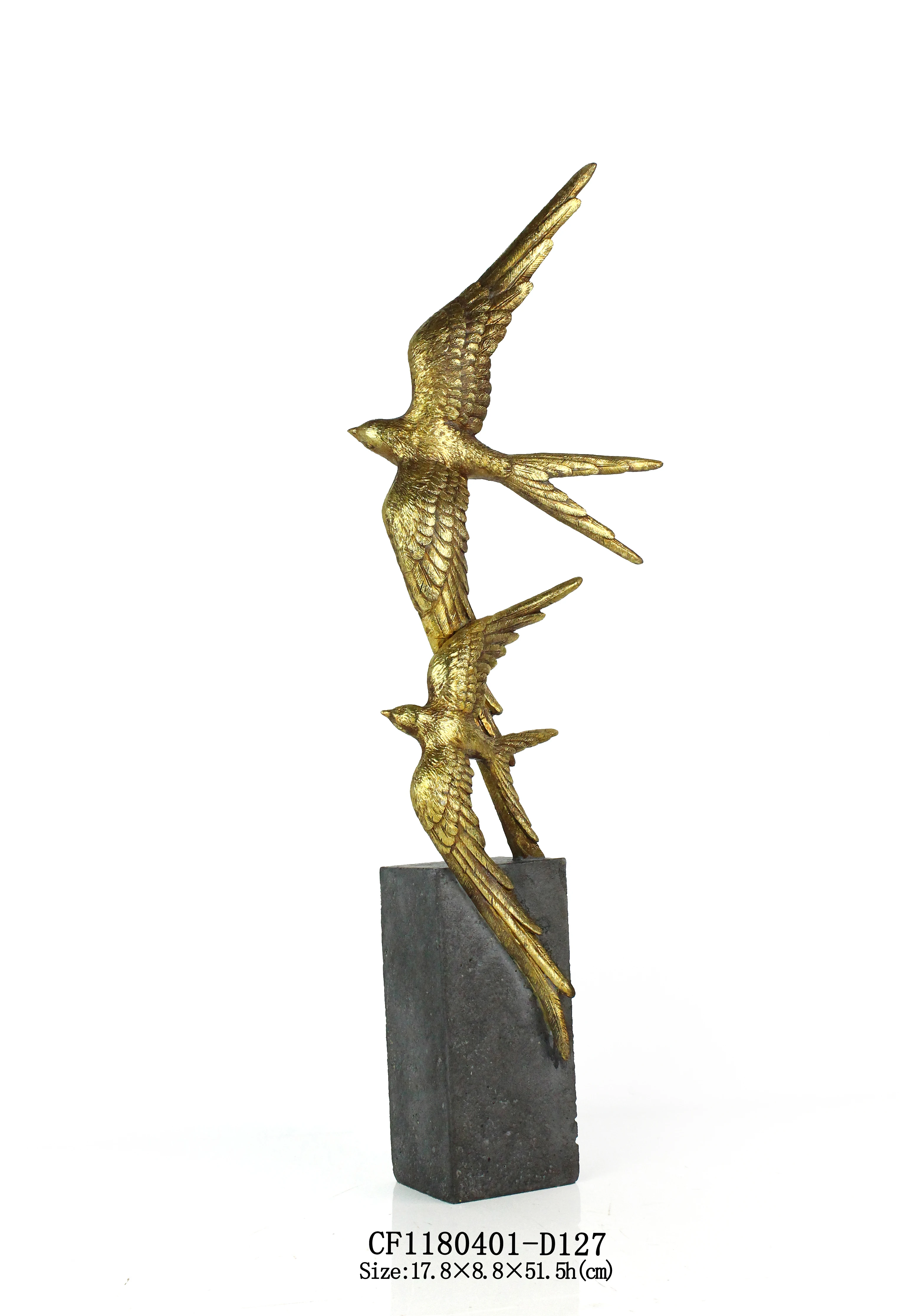 Custom Wholesales Modern Resin Gold Leaf Animal Swallow Bird Ornaments Sculpture For Home decor