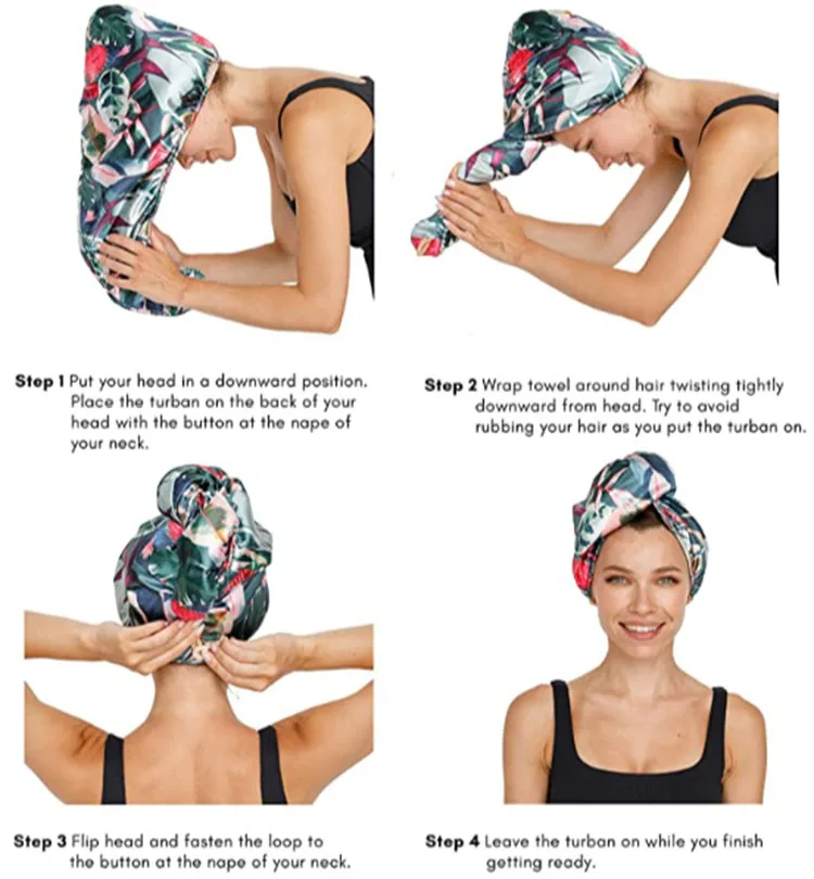 colorful printing microfiber hair towelling wrap turban for women turban