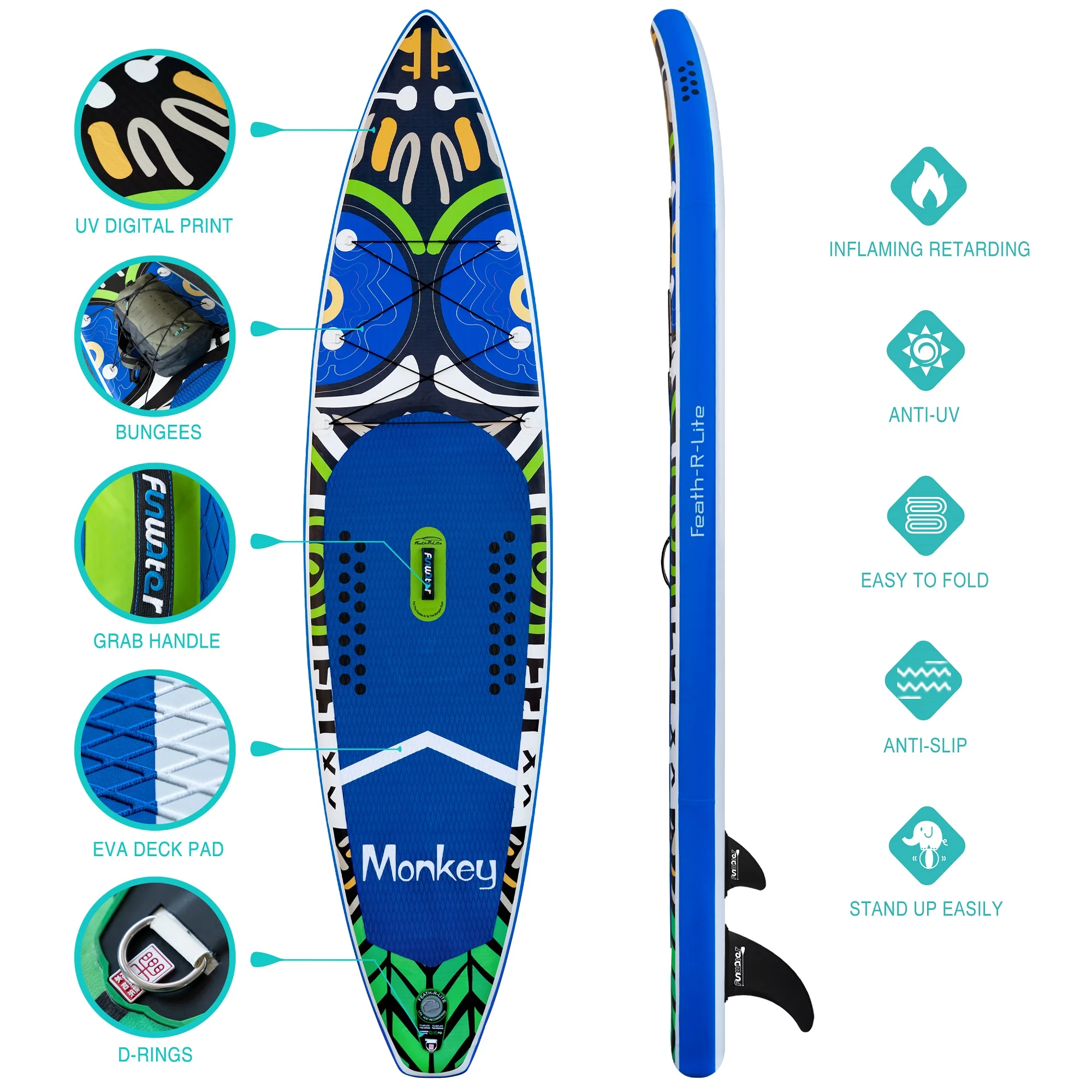 FUNWATER Прямая поставка от производителя 11 лопастей доска для серфинга педаль водяная надувная синяя лопастная